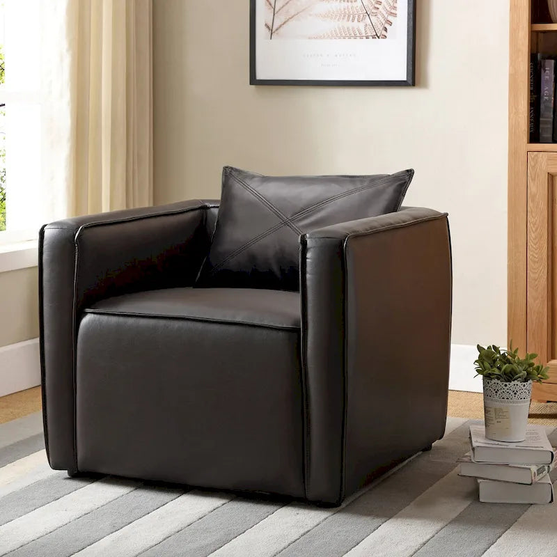 Jier Modern Breathable Vinyl Padded Accent Chair by Furniture of America