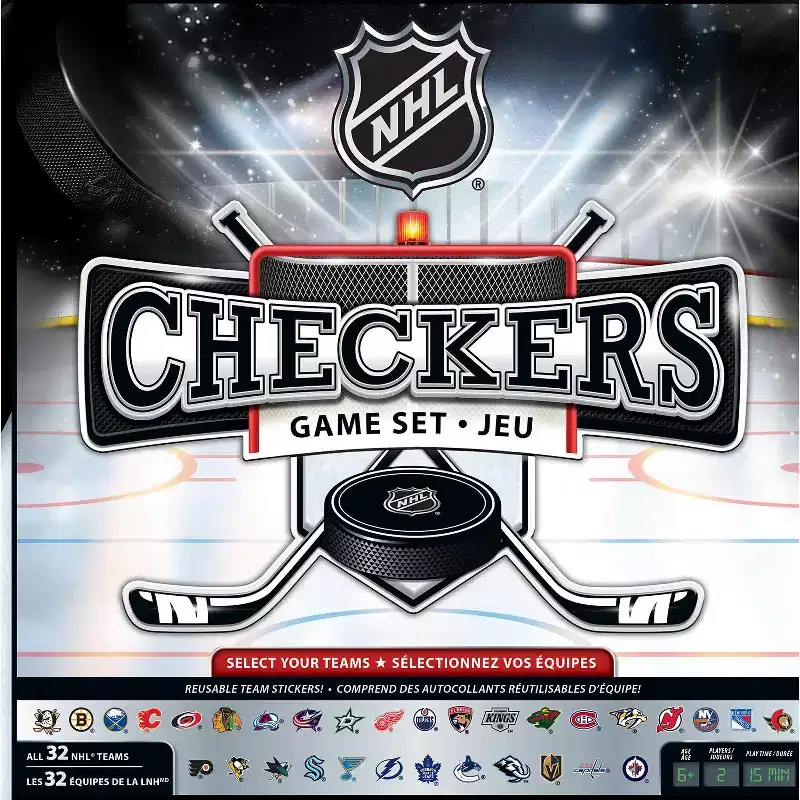 MasterPieces Officially licensed NHL League-NHL Checkers Board Game for Families and Kids ages 6 and Up