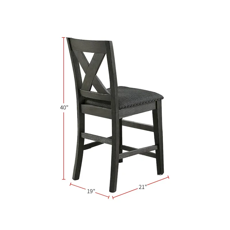Counter Height Dining Chairs with X-Back Design, Set of 2 �C Dark Grey