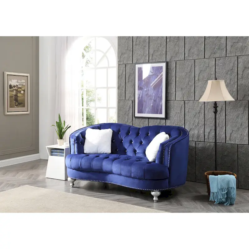 Blue Traditional Loveseat