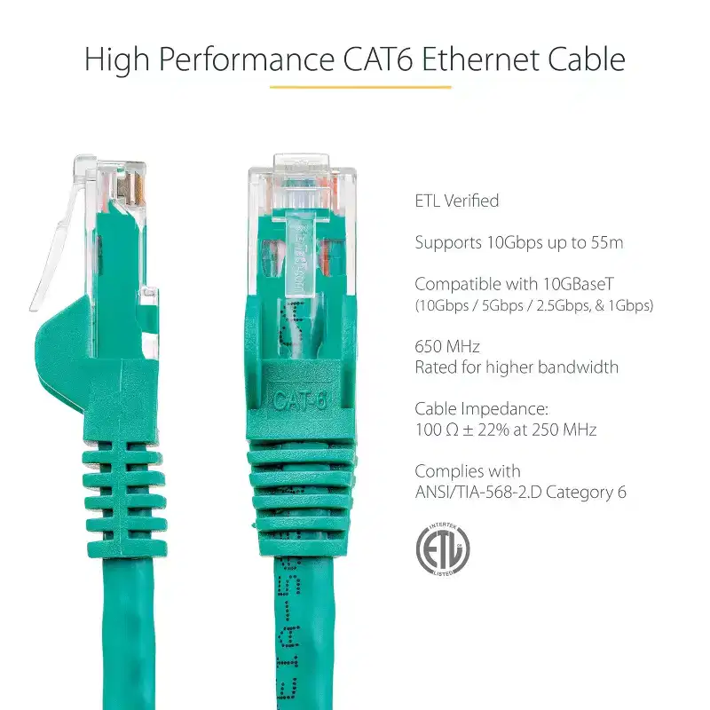 StarTech.com 5 ft Cat6 Patch Cable - Green Network Cable - N6PATCH5GN