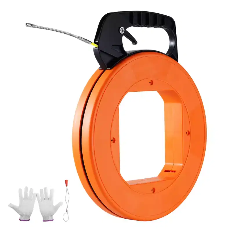 VEVOR Fish Tape, 100 ft, 1/16-inch, Fiberglass Wire Puller with Optimized Housing and Handle, Easy-to-Use Cable Puller Tool, Orange