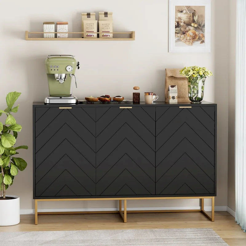 3 Doors Sideboard Buffet Cabinet with Storage Adjustable Shelf