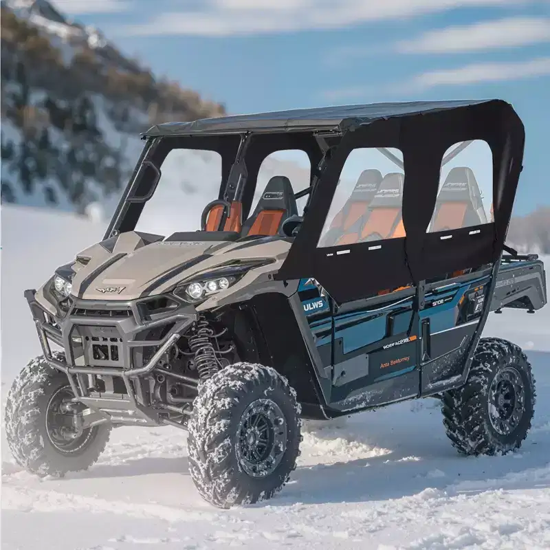 VEVOR Cab Enclosure Upper Doors, Compatible with Kawasaki Teryx4 2012-2022, Windproof & Waterproof Upgraded Zipper UTV Soft Side Window Kit,Black