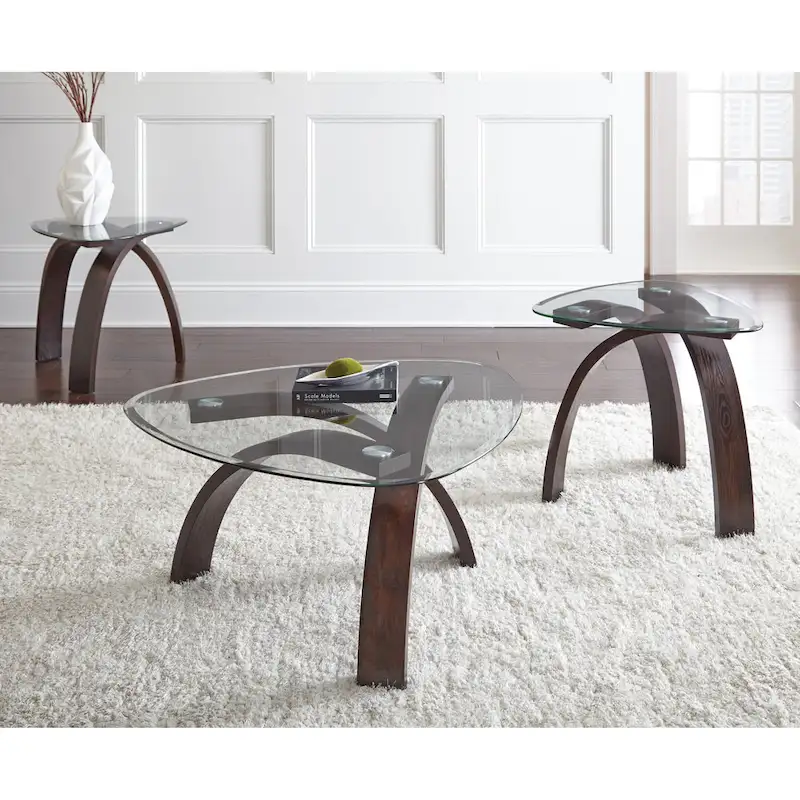 Steve Silver Perrin Contemporary Glass Top 3-Piece Occasional Set