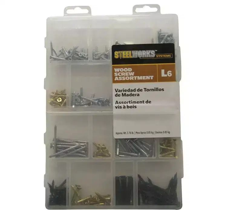 Steelworks L6 No.6, No.8 X Assortment in. L Phillips Zinc-Plated Wood Screw Assortment 6 pk