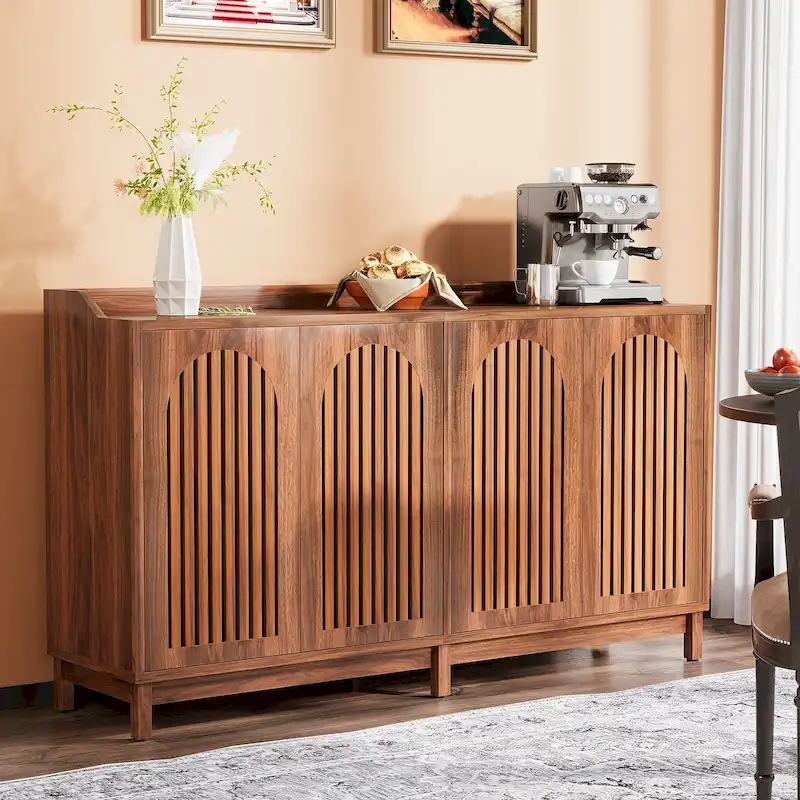 Sideboard Buffet Cabinet, 57 Farmhouse Storage Cabinet with Doors and Adjustable Shelf