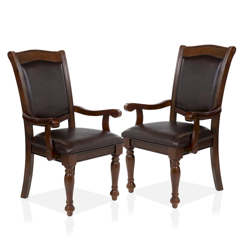 Tima Traditional Faux Leather Dining Arm Chairs (Set of 2) by Furniture of America