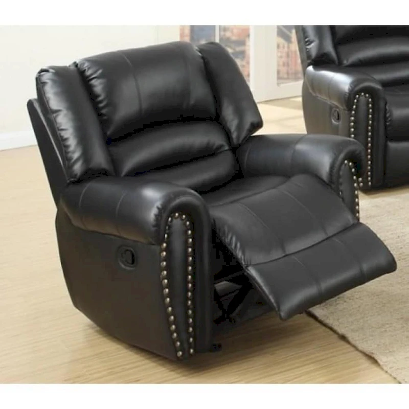 Immense Relief Bonded Leather & Plywood Recliner/Glider, Black