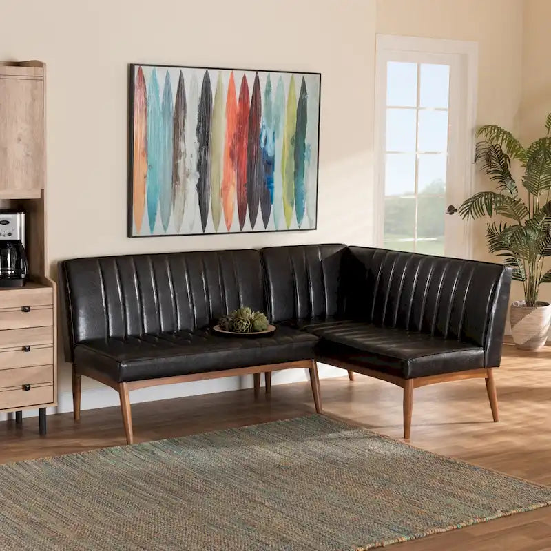 Daymond Mid-Century Modern 2-Piece Dining Nook Banquette Set