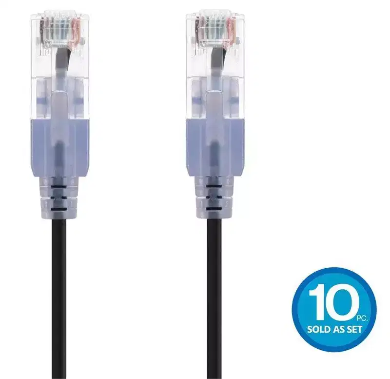 Monoprice Cat6A Ethernet Patch Cable - 14 Feet Black | Network Internet Cord - RJ45, 550Mhz, UTP, Pure Bare Copper Wire, 10G, 30AWG, 10-Pack - SlimRun