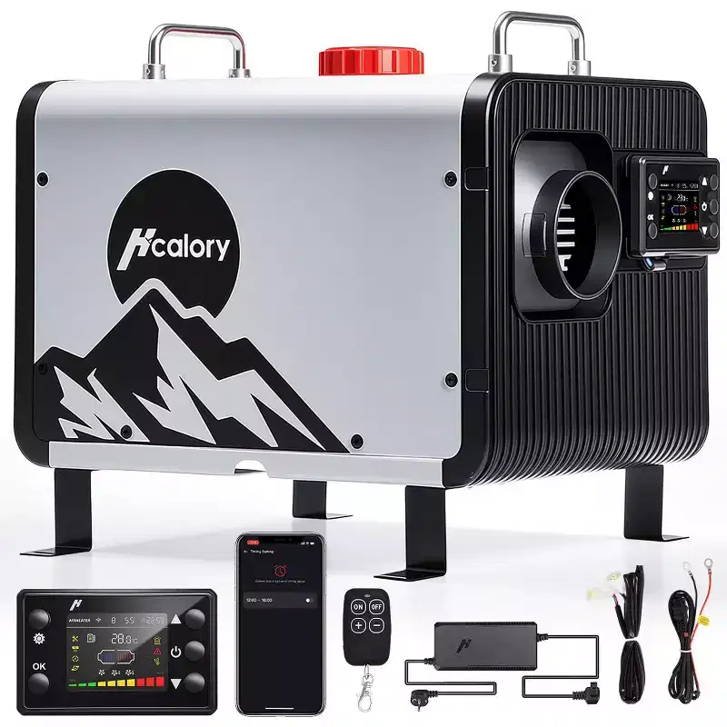 Hcalory Horizontal All-in-One Diesel Air Heater 5KW-8KW 12V/24V & 110V  Fast Heating, Low Fuel Use, Bluetooth & App Control