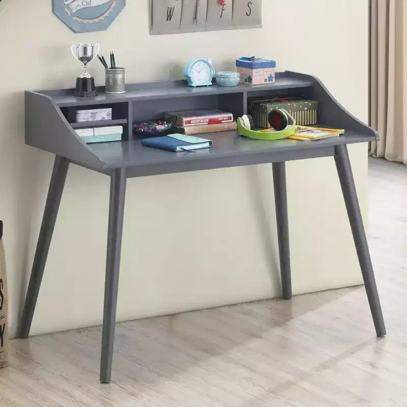 TUYOHW Wooden Writing Desk,Modern Study Desk with Hutch,4 Open Shelves,Solid Rubberwood Legs,Computer Desk for Home Office,Study,Bedroom