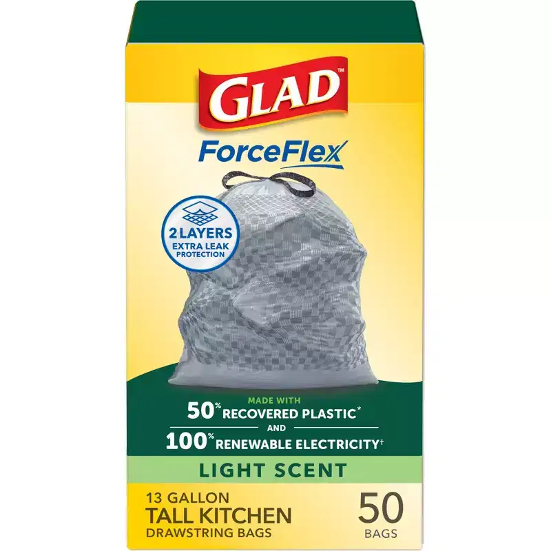 Glad Advanced Strength ForceFlex Drawstring Plastic Trash Bags - 50ct: Fresh Scent