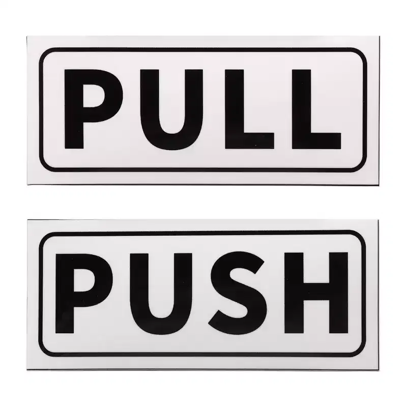 Unique Bargains Self-Adhesive Waterproof Shop Horizontal Push Pull Door Sign 1 Set