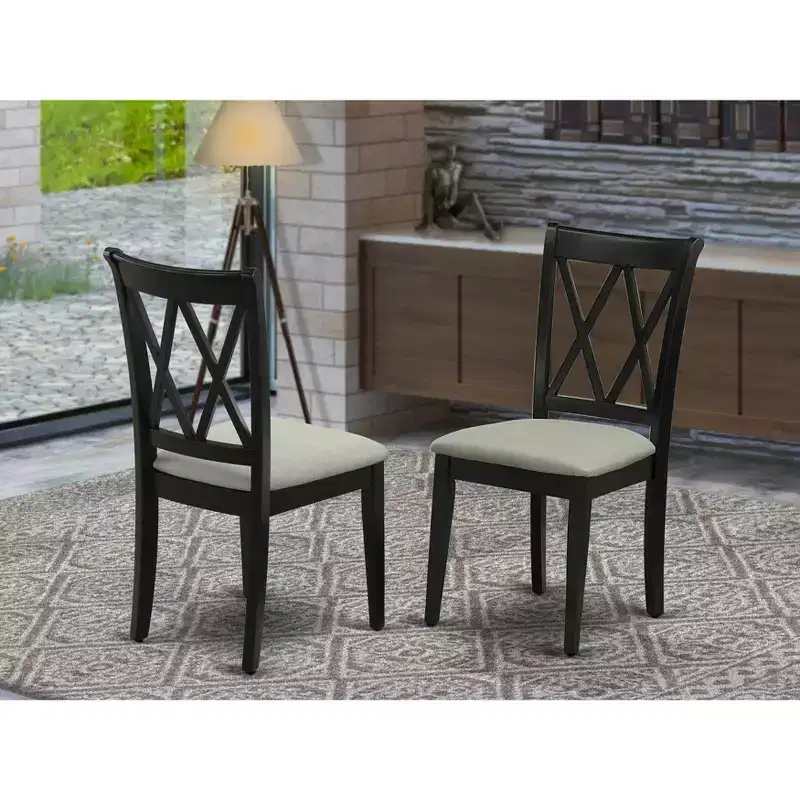 HomeStock Clarksville Double X-back chairs with Linen Fabric Fabric Seat