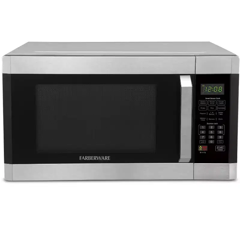 Farberware Professional 1.6 Cu. Ft. 1100-Watt Microwave Oven with Smart Sensor, Stainless Steel with Platinum