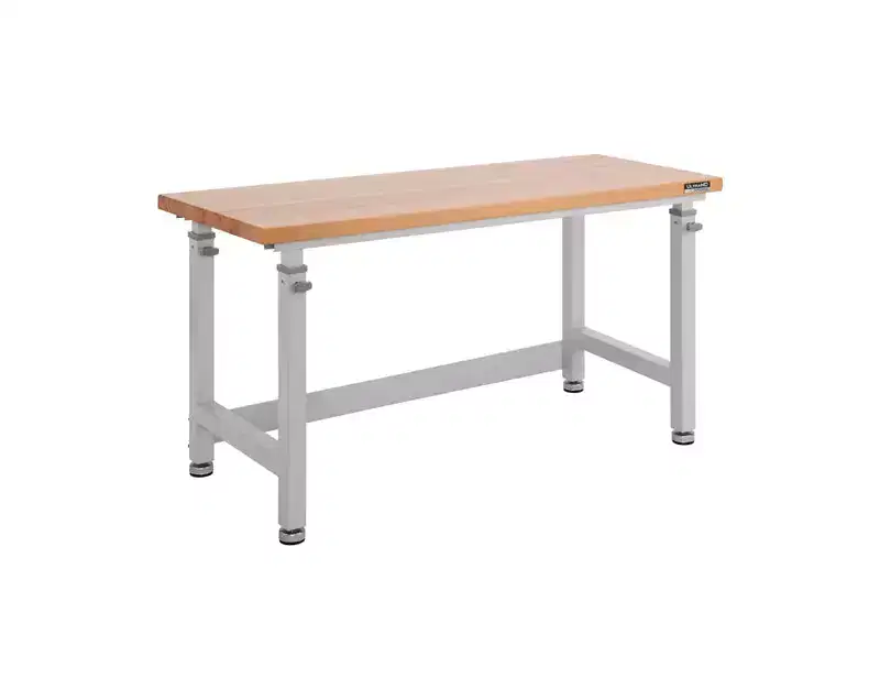 Heavy Duty 60" Adjustable Height Workbench Table with Wood Top