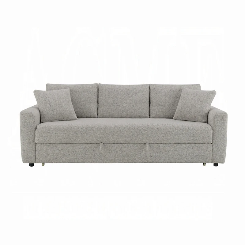 Conan Sleeper Sofa, Full Fold Out Bed, 2 Pillows, Gray Boucle, 89 Inch