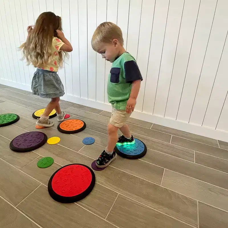 Kore Design Sensory Game Tiles, Assorted Colors, Two Sizes 10.23 & 4, Pastel Colors