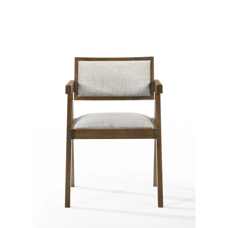 Modrest Fern Modern Walnut and Beige Dining Chair (Set of 2)