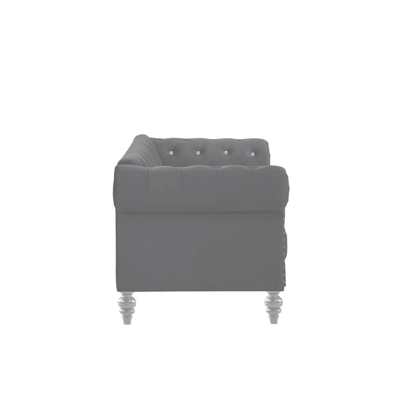 Ben 62 Inch Velvet Loveseat with Crystal Tufted Back, Grey
