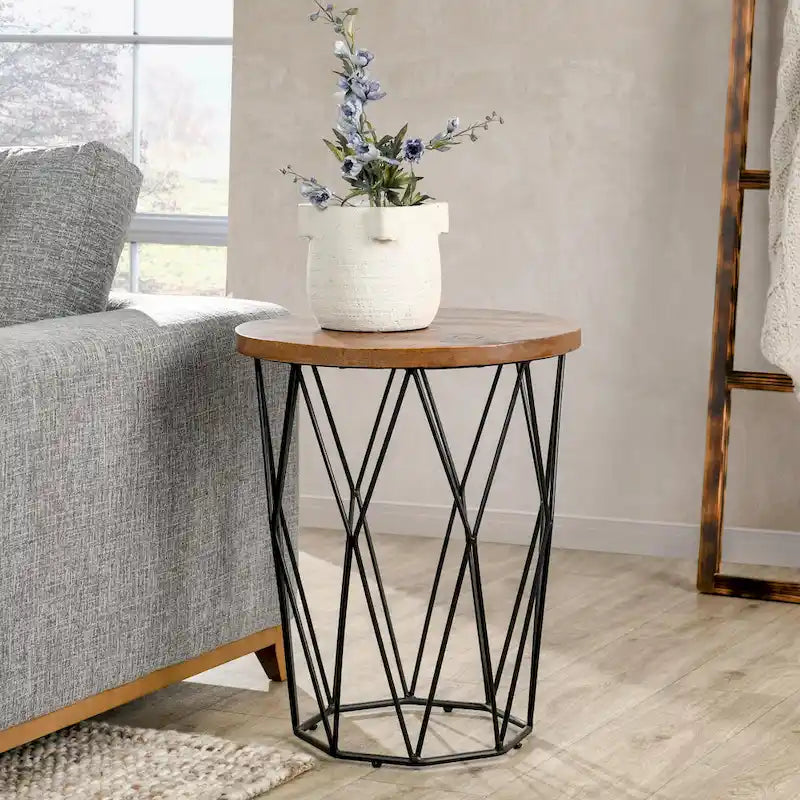 Chester Geometric Round Side Table by Kosas Home - 24Hx20Wx20D