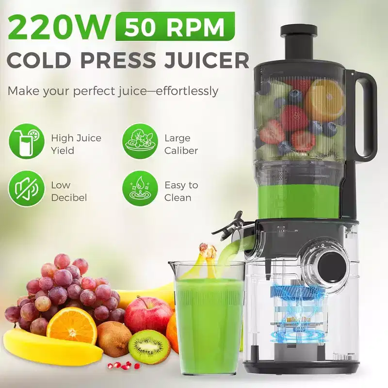 OSTBA Cold Press Juicer, 5'' Wide Feed Chute Juice Maker,High Juice Yield, Easy to Clean