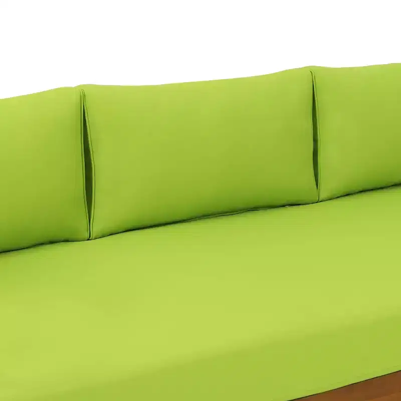 Claremont Outdoor 3 Seater Acacia Wood Daybed with Cushions Teak/Green - Christopher Knight Home: UV-Resistant, Water-Repellent Patio Sofa