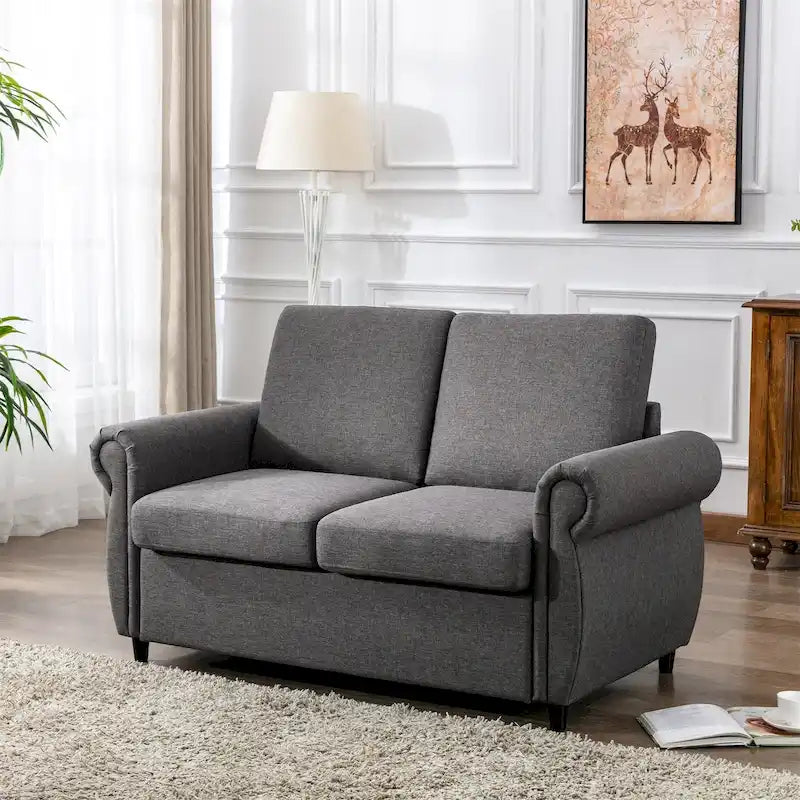 Merax Pull Out Sofa Bed Loveseat Sleeper with Twin Size Memory Mattress