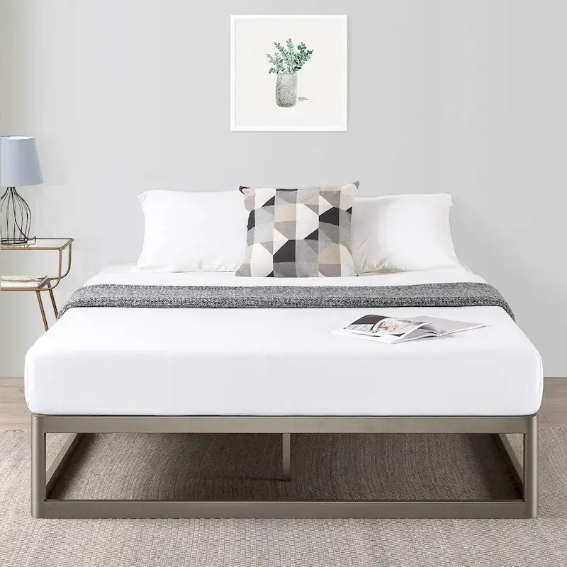 Heavy Duty Metal Platform Bed Frame with Steel Slats �� No Box Spring Needed