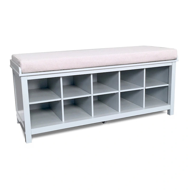 Solid Wood Shoe Storage Bench, Grey