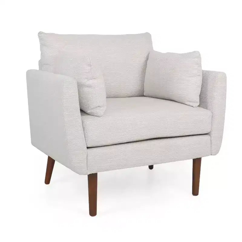 Contemporary Fabric Upholstered Club Chair with Removable Accent Pillows