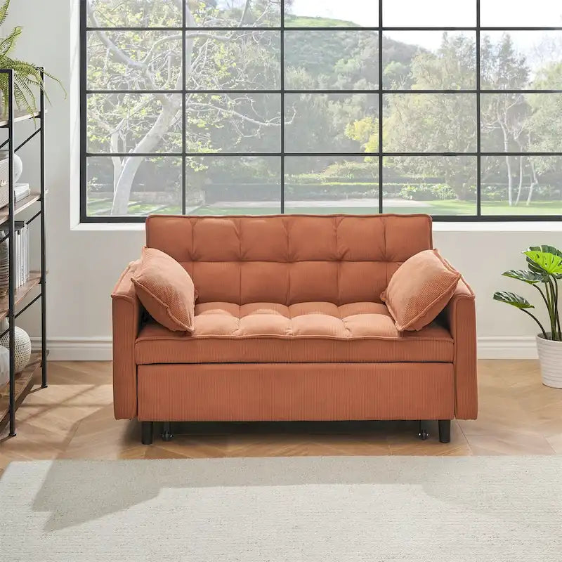 Modern Corduroy Sofa Bed with Adjustable Back
