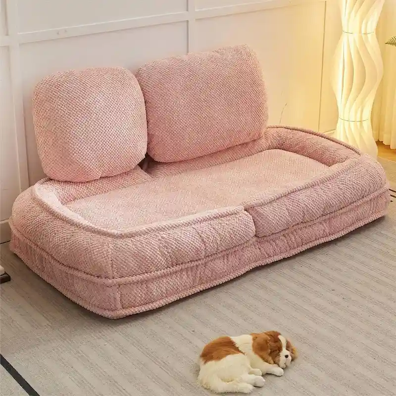 Convertible Flip Chair, Floor Lazy Sofa, Folding Upholstered Couch Bed with Adjustable Backrest