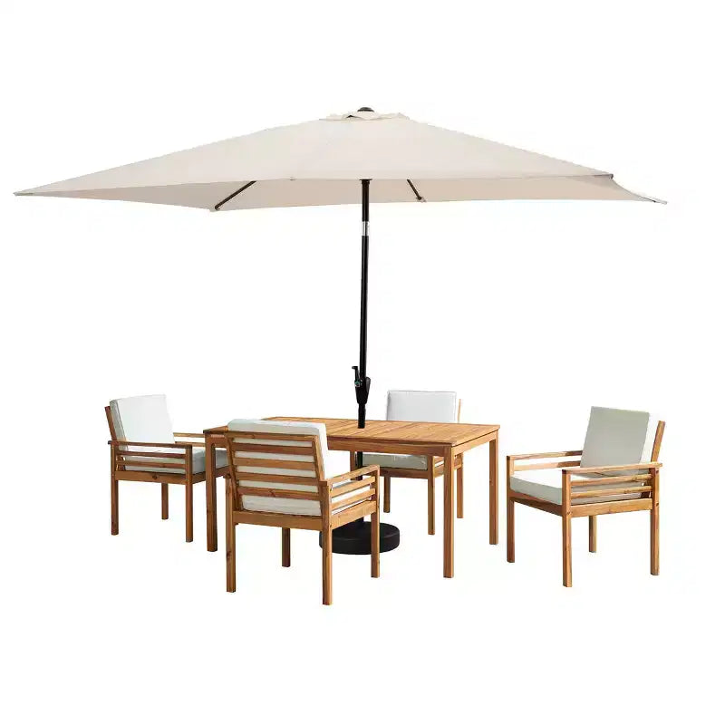 Alaterre Furniture 6pc Outdoor Patio Dining Set, Okemo Table with 10' Rectangular Umbrella
