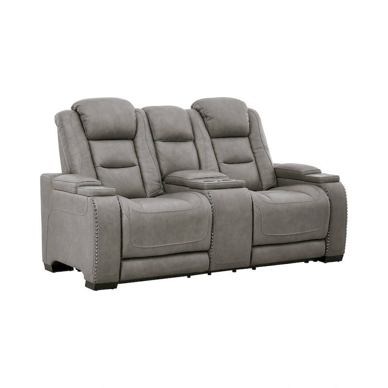Signature Design by Ashley Man-Den Leather Power Dual Adjustable Reclining Loveseat - 74 W x 40 D x 43 H