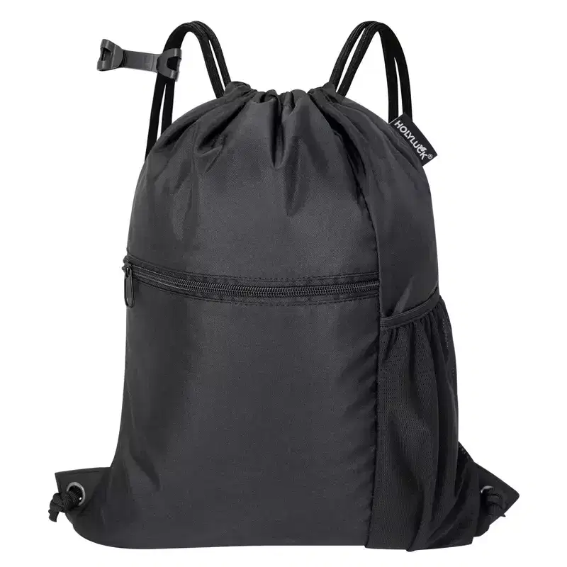 Narwey Men & Women Outdoor Sport Gym Sack Waterproof Drawstring Backpack Bag -black