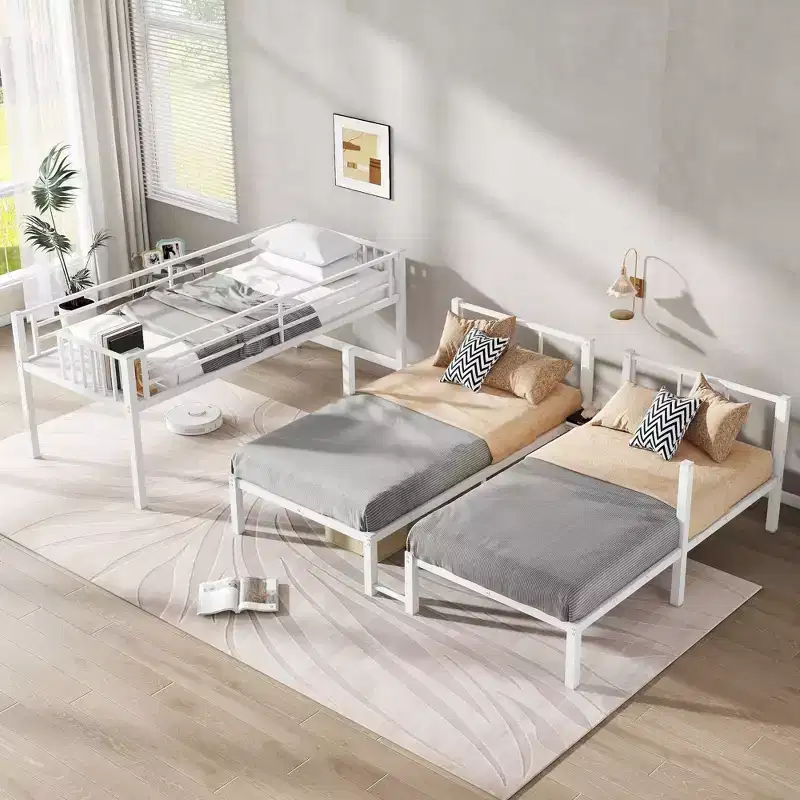 Twin over Twin and Twin Bunk Beds for 3 Twin XL over Twin and Twin Bunk Bed Metal Triple Bunk Bed White