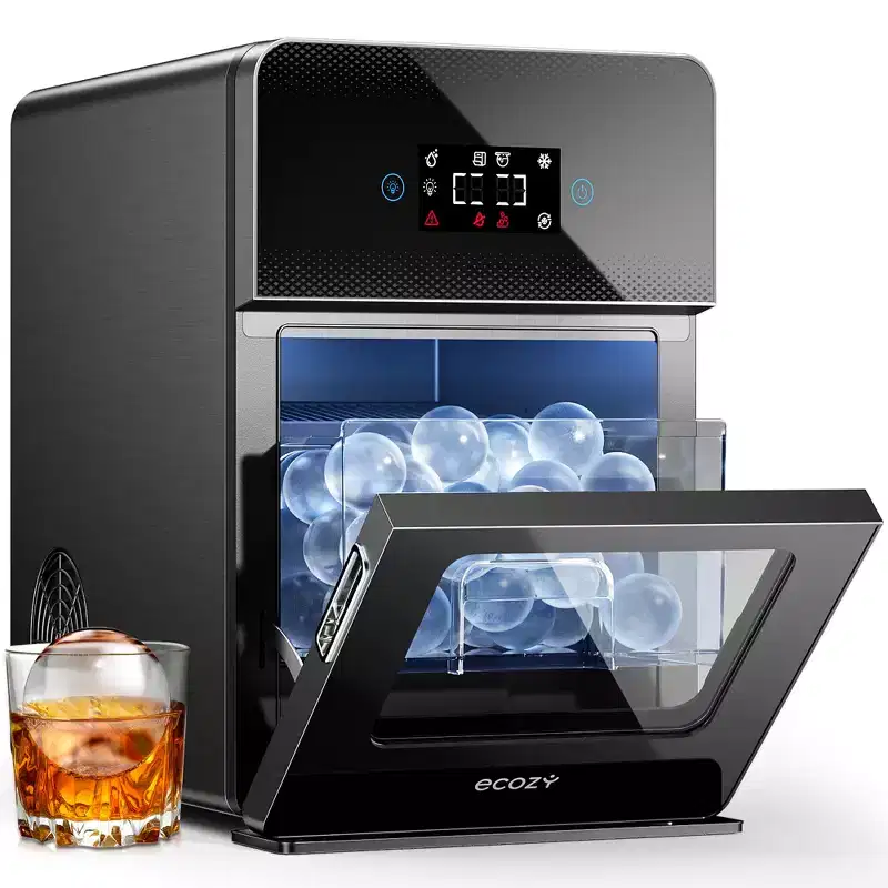 ecozy 2 Clear Ice Ball Maker 4 pcs in 40 Mins, 144 pcs/Day, Sphere Ice Maker with Self-Cleaning for Whiskey & Bourbon