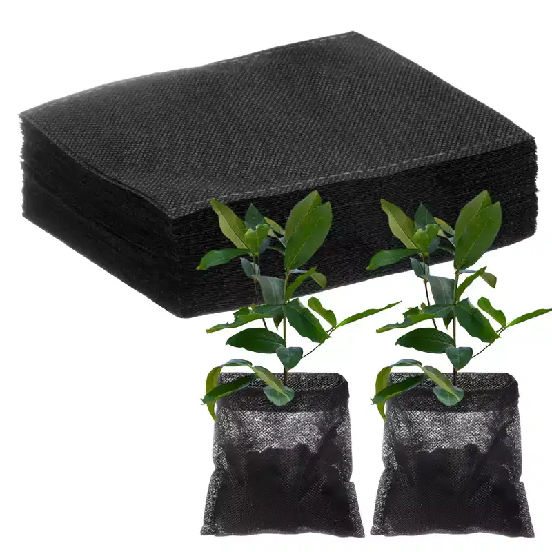 Unique Bargains Non-Woven Fabric Seeding Pots Plant Nursery Bags Black