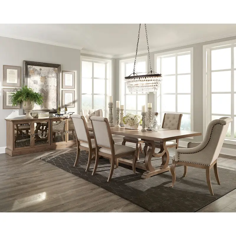 Fremont Barley Brown and Cream 9-piece Dining Set with Removable Leaf