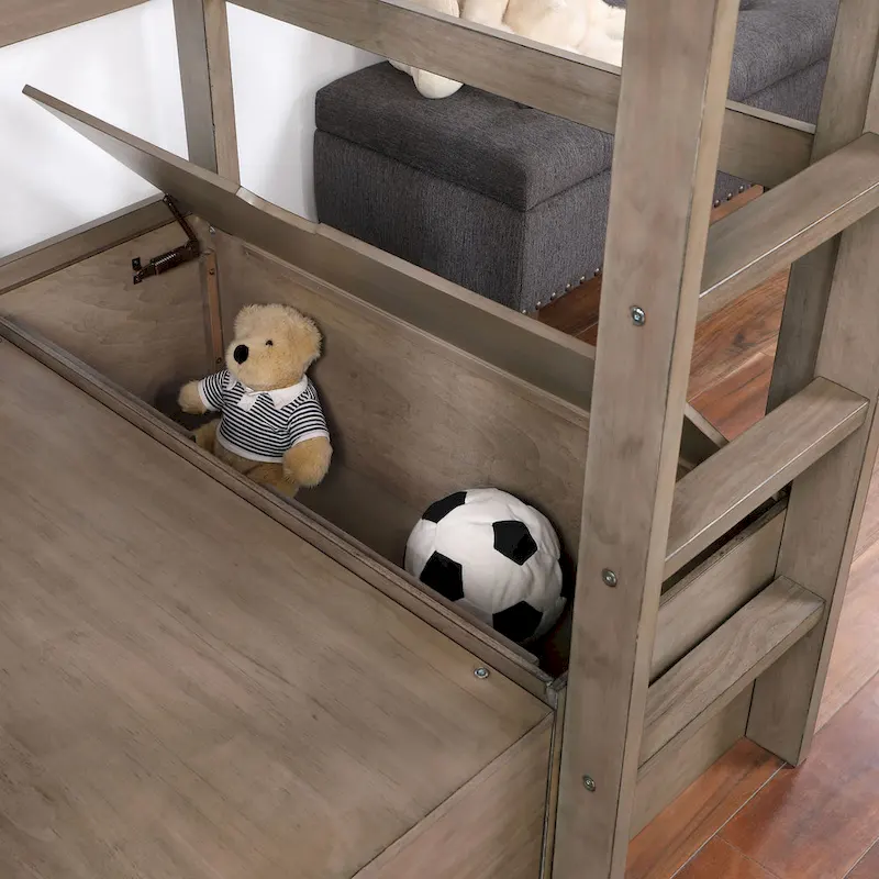 Wegh Solid Wood Twin Size Loft Bed with Workstation and Hidden Storage