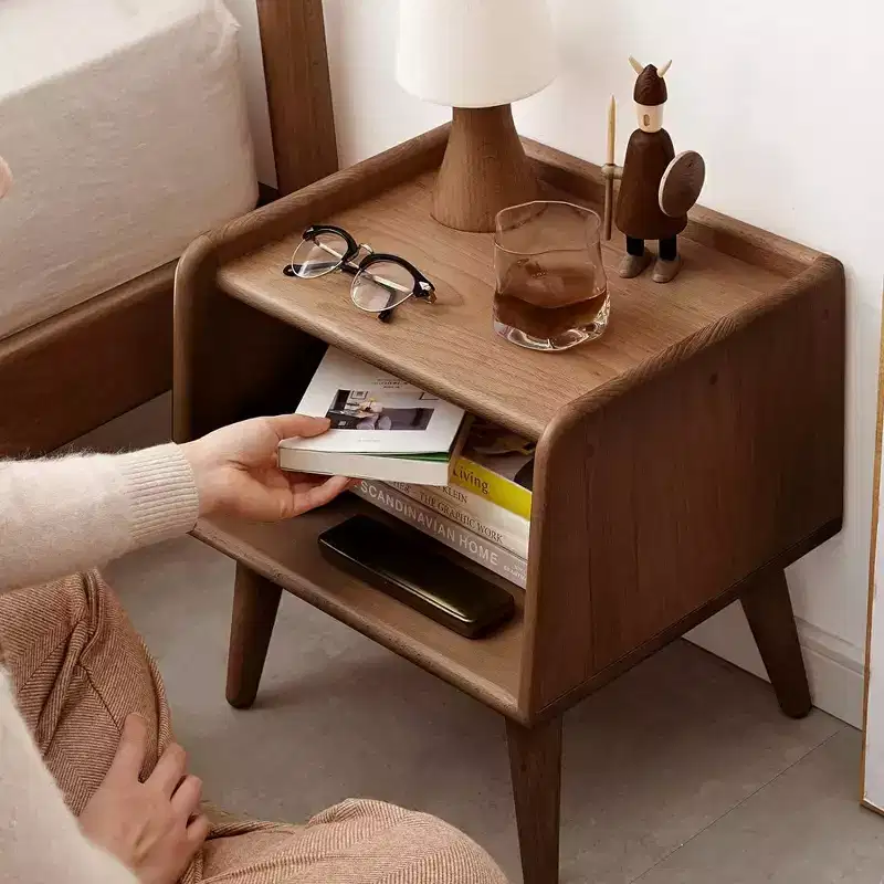 Square Bedside Table with Open Storage 鈥?16Hx16Wx14D, MDF, High Gloss Finish