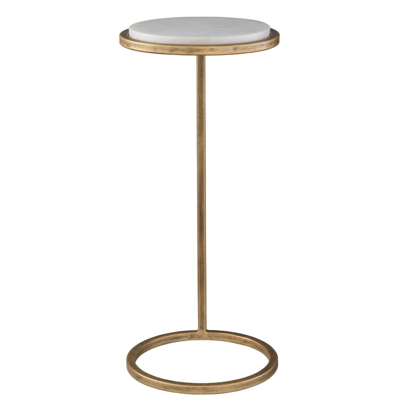 Copper Grove Aged Gold Iron and Solid White Marble Accent Table