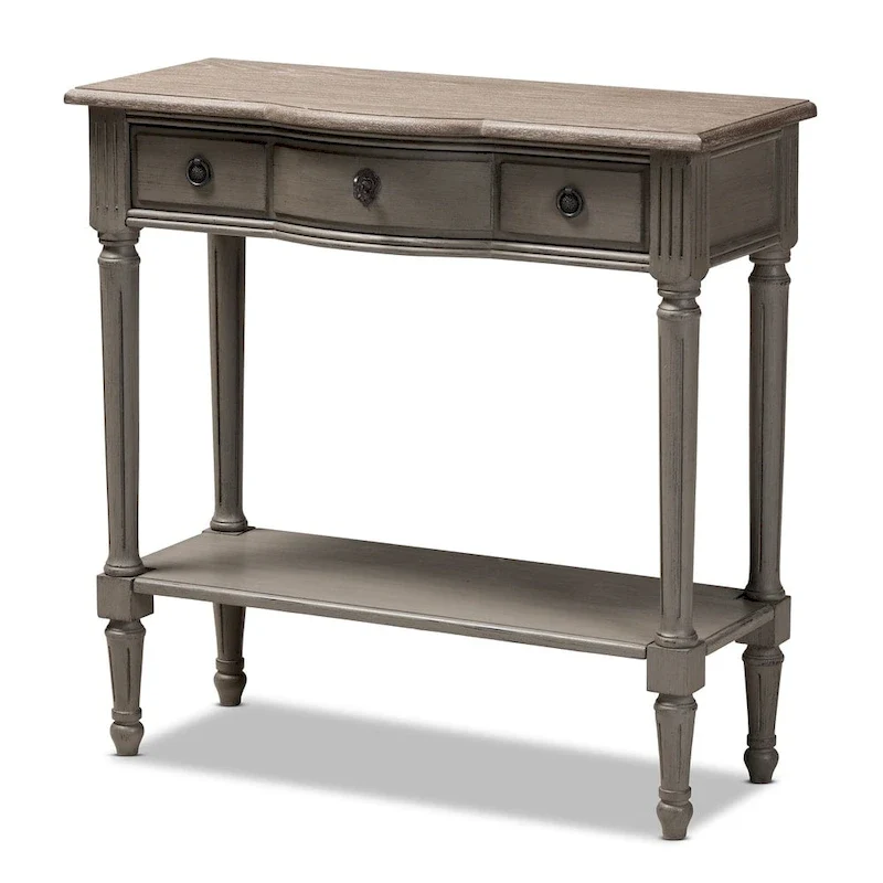 French Country Gray Finished 1-Drawer Wood Console Table