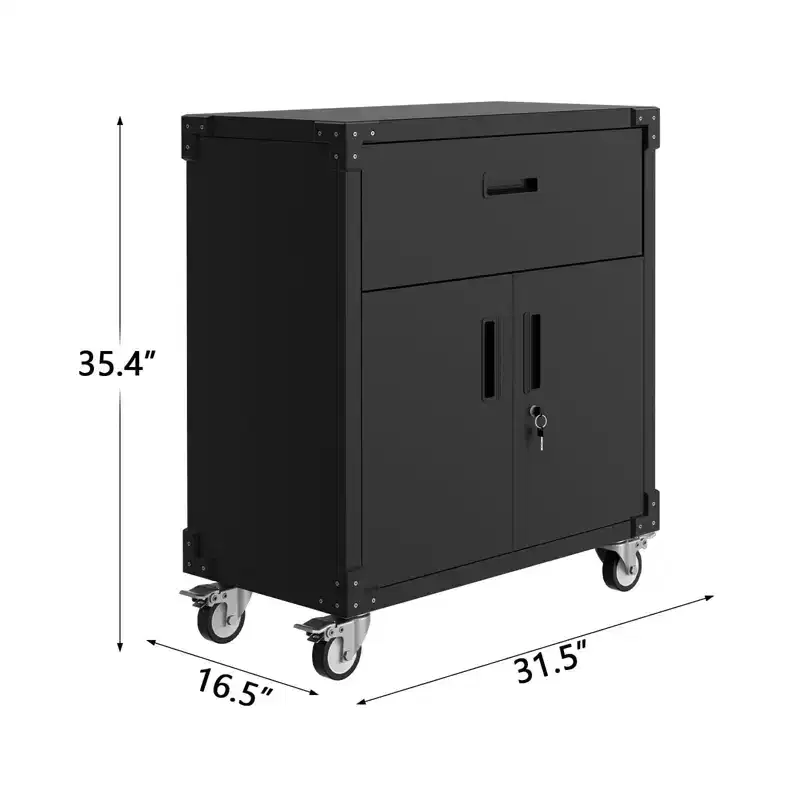 GustoWave 3 Drawer Rolling Tool Cabinet, Heavy Duty Garage Storage On Wheels Mobile Metal Workbench for Workshop, Office