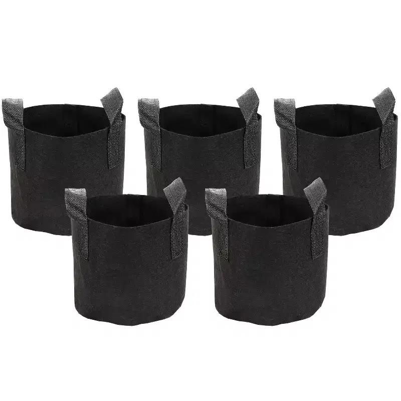 Sunnydaze Garden Grow Bag with Handles Nonwoven Polypropylene Fabric, Black, 5pc