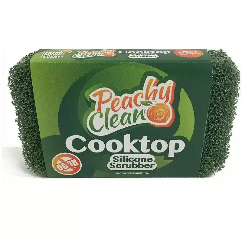 Peachy Clean Antimicrobial Glass Cooktop Stove Silicone Cleaning Scubber Sponge