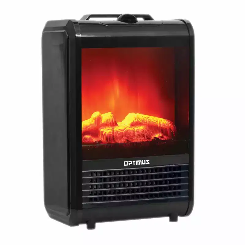 1,200-Watt-Max Mini Electric Flame-Effect Fireplace Heater, H-9300